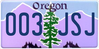 OR license plate 003JSJ