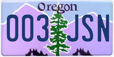 OR license plate 003JSN