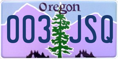 OR license plate 003JSQ