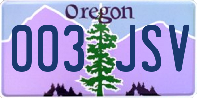 OR license plate 003JSV