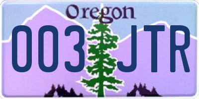 OR license plate 003JTR
