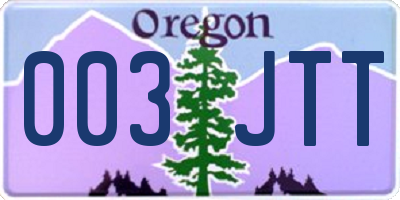 OR license plate 003JTT