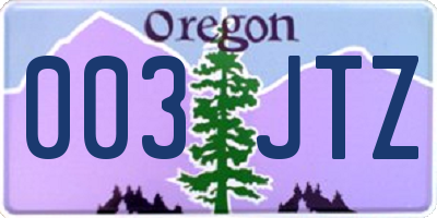 OR license plate 003JTZ