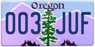 OR license plate 003JUF