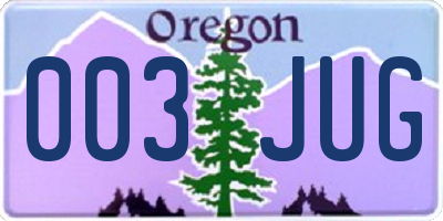 OR license plate 003JUG