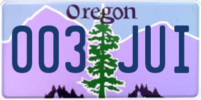 OR license plate 003JUI