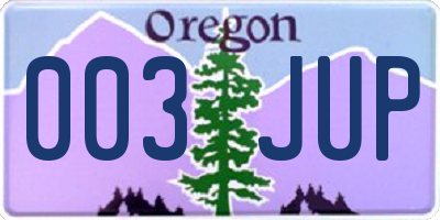 OR license plate 003JUP