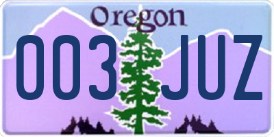 OR license plate 003JUZ