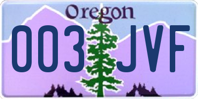 OR license plate 003JVF