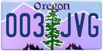 OR license plate 003JVG