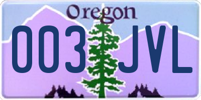 OR license plate 003JVL