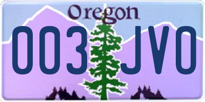 OR license plate 003JVO