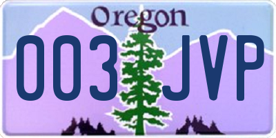 OR license plate 003JVP