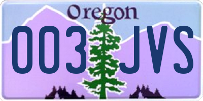 OR license plate 003JVS