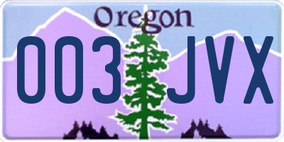 OR license plate 003JVX