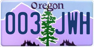 OR license plate 003JWH