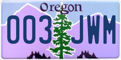 OR license plate 003JWM