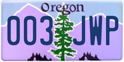 OR license plate 003JWP