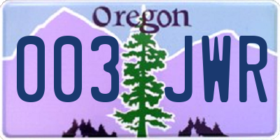 OR license plate 003JWR
