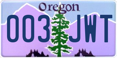 OR license plate 003JWT