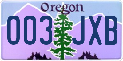 OR license plate 003JXB