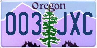 OR license plate 003JXC