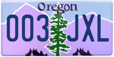 OR license plate 003JXL