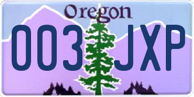 OR license plate 003JXP