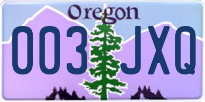 OR license plate 003JXQ