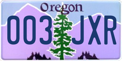 OR license plate 003JXR