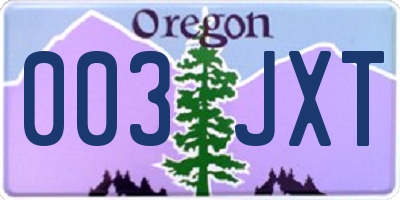 OR license plate 003JXT