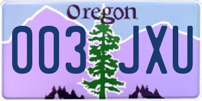 OR license plate 003JXU