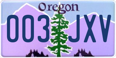 OR license plate 003JXV