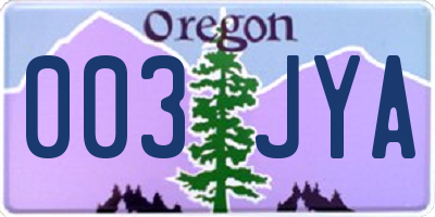 OR license plate 003JYA