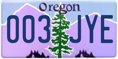OR license plate 003JYE