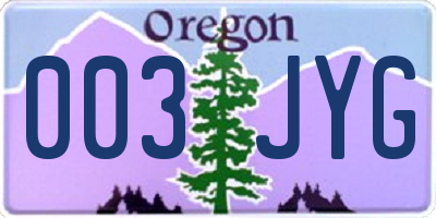 OR license plate 003JYG