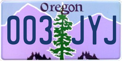 OR license plate 003JYJ