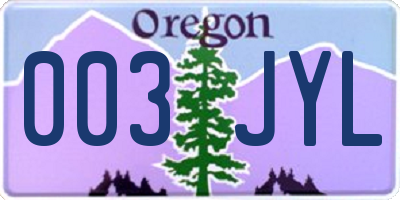 OR license plate 003JYL
