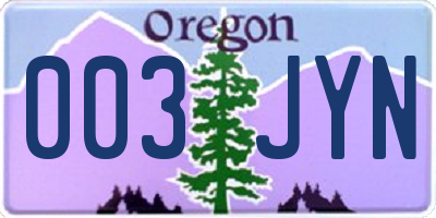 OR license plate 003JYN