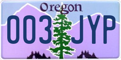 OR license plate 003JYP