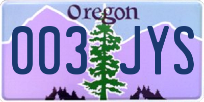 OR license plate 003JYS