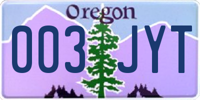 OR license plate 003JYT