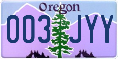 OR license plate 003JYY