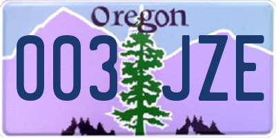 OR license plate 003JZE