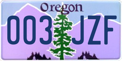 OR license plate 003JZF