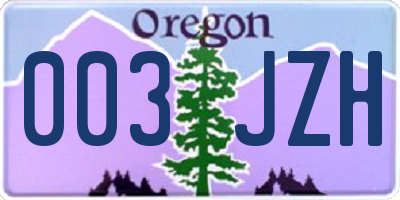 OR license plate 003JZH