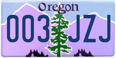 OR license plate 003JZJ