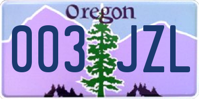 OR license plate 003JZL