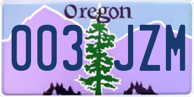 OR license plate 003JZM