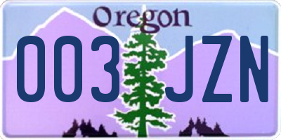 OR license plate 003JZN